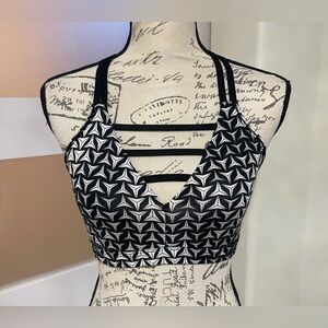 🍂 Victoria Secret Sport by VS black White Geometric Pattern Sports Bra